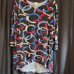 Chic Black Abstract Women's Tunic